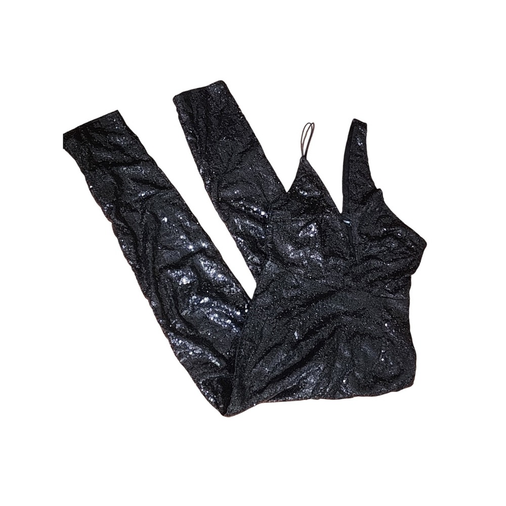 PrettyLittleThing Black Jumpsuit Sequin One Shoulder Sleeveless‎ 8 Party Evening